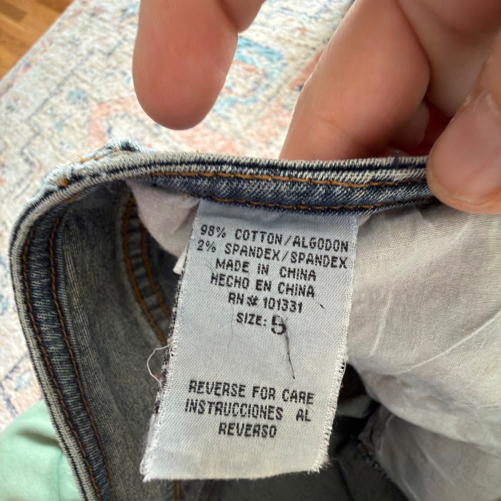 Vintage Y2K Refuge Grommet Detail Flare Jeans Blue Denim Size 5 2000s Aesthetic - Picture 4 of 7